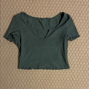 Women's Green Ribbed Top